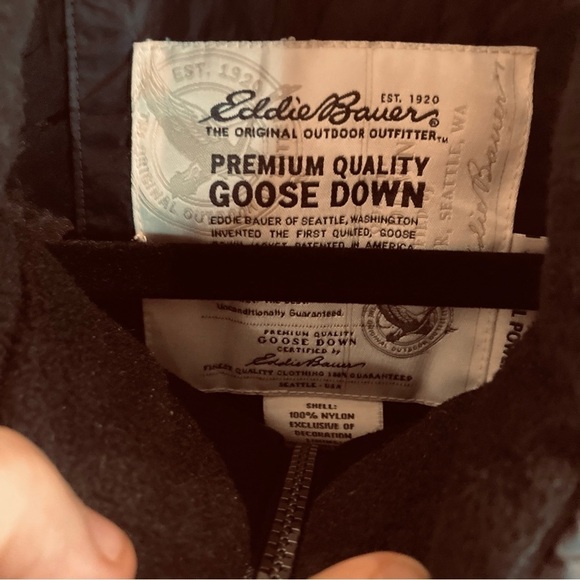 EDDIE BAUER Sz XL 700 Fill  Power Down Filled Zip Up Pockets Puffer Coat - Picture 5 of 10
